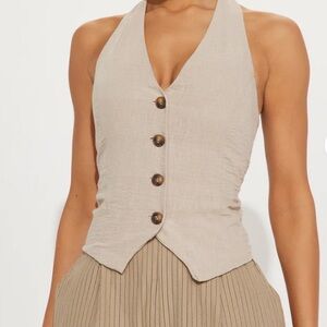 Tan Halter Vest Top